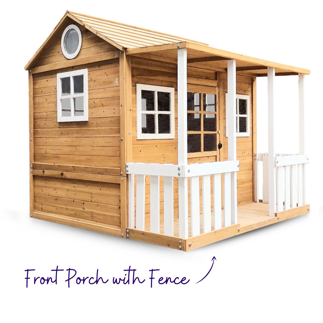 Bee's Bungalow Playhouse Front Porch With Fence
