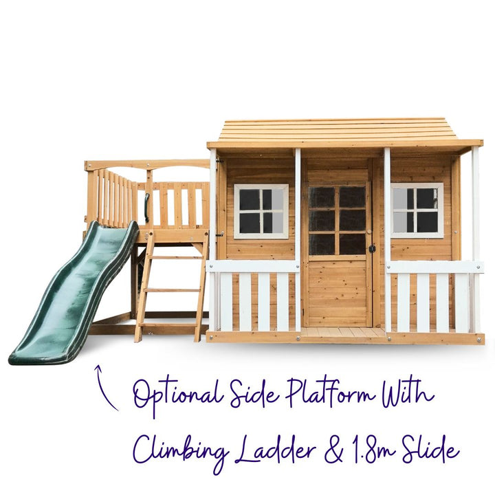 Bee's Bungalow Playhouse With Optional Side Platform With Ladder And Slide