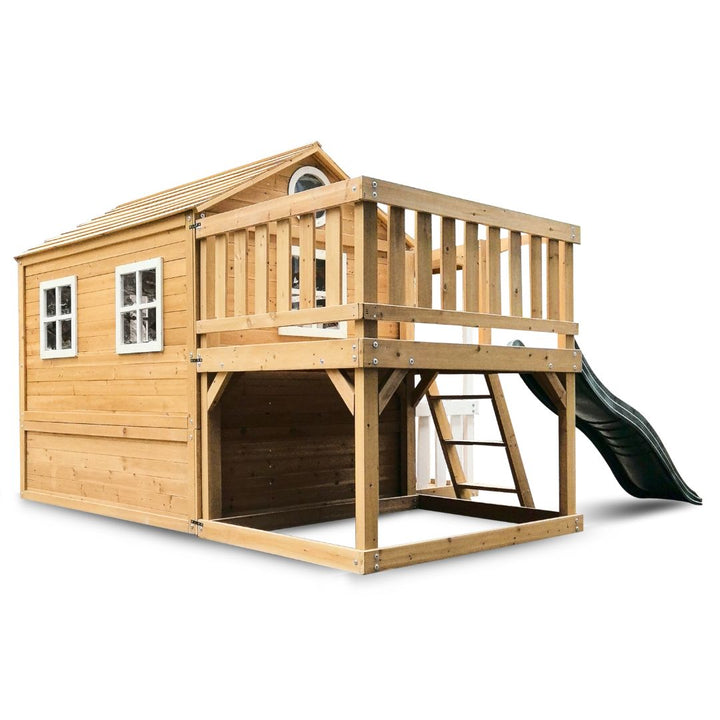 Bee's Bungalow Playhouse With Side Platform From Back Right
