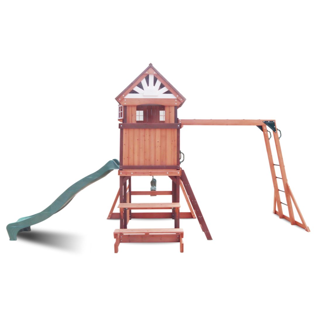 Country Corner Play Centre From Side Showing Monkey Bars And Slide