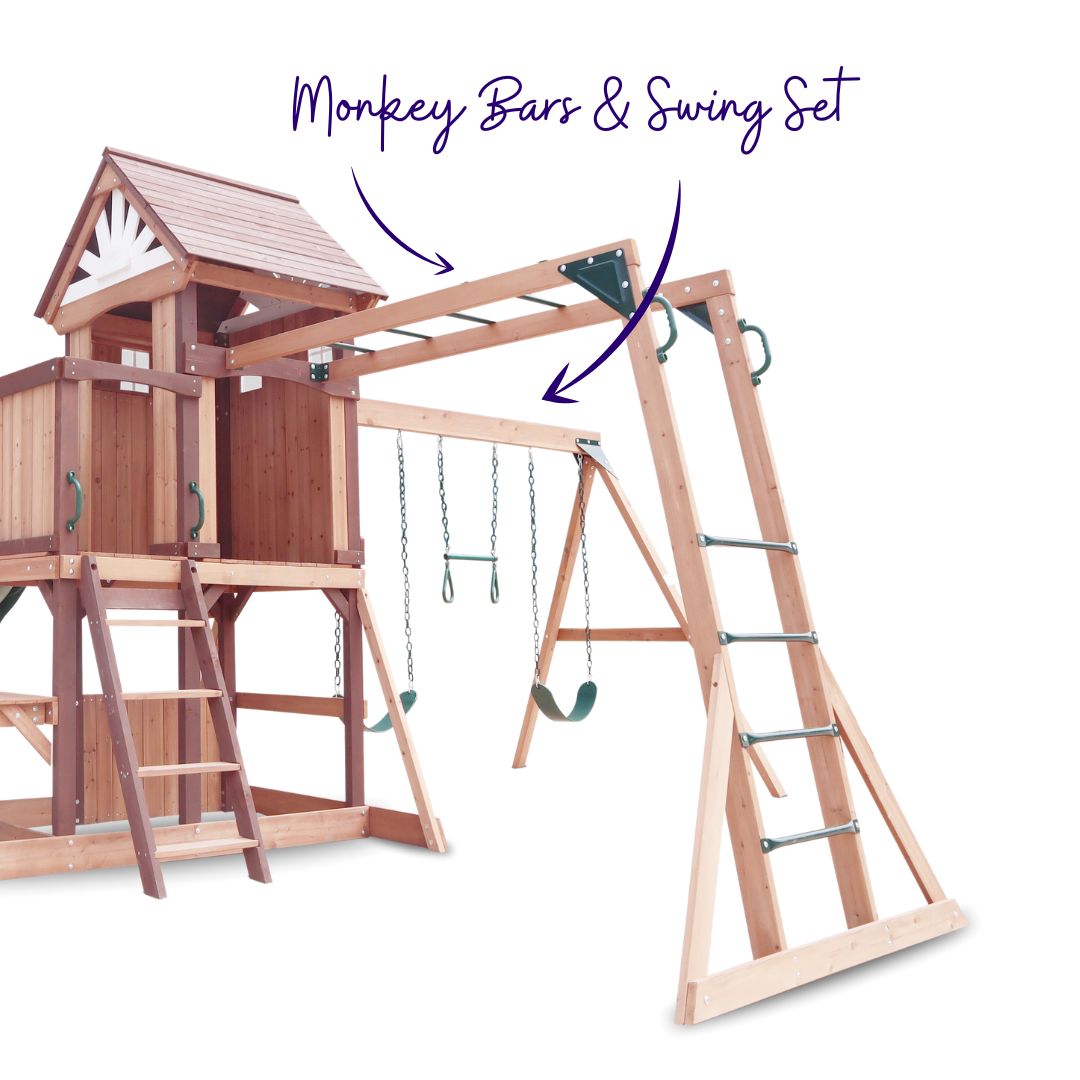 Country Corner Play Centre With Monkey Bars And Swing Set