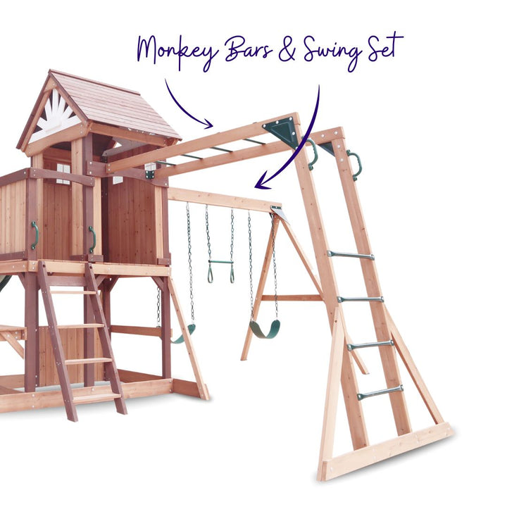 Country Corner Play Centre With Monkey Bars And Swing Set