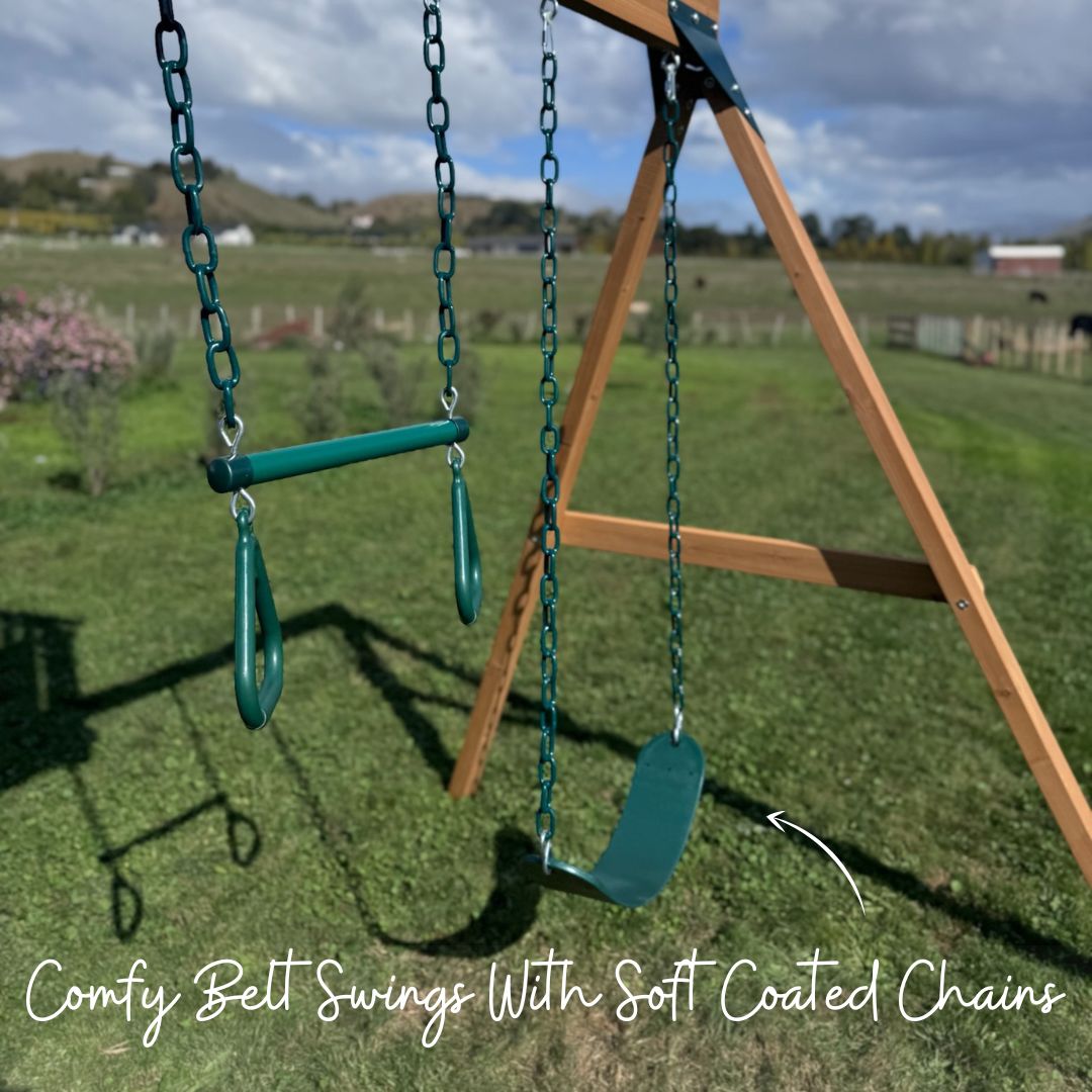 Crow's Nest Play Centre With Belt Swings And Soft Coated Chains