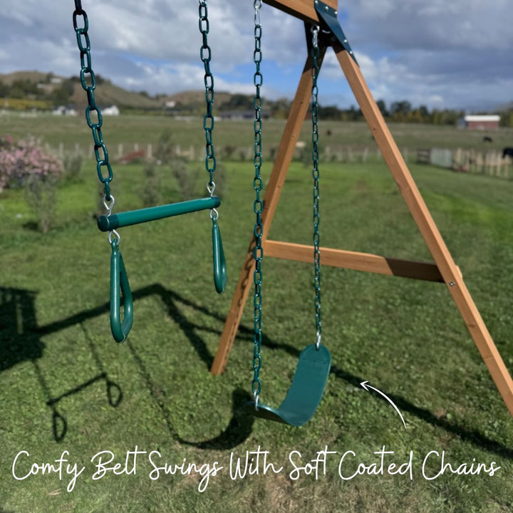 Crow's Nest Play Centre With Belt Swings And Soft Coated Chains