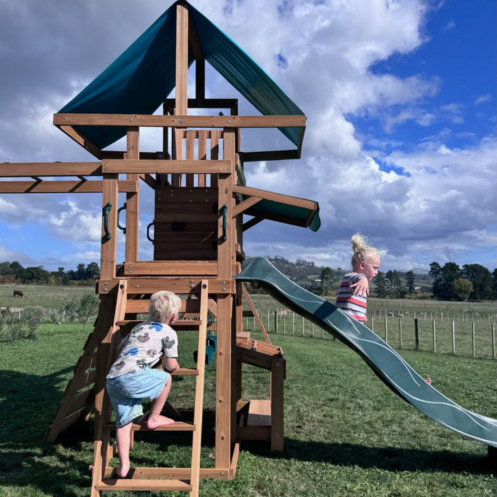 Crow's Nest Play Centre With Children Playing On Ladder And Slide