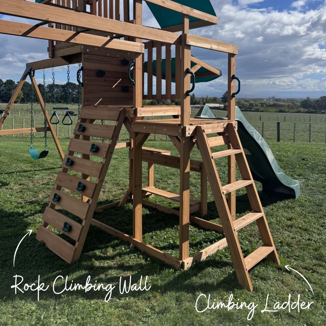 Crow's Nest Play Centre With Rock Climbing Wall And Climbing Ladder