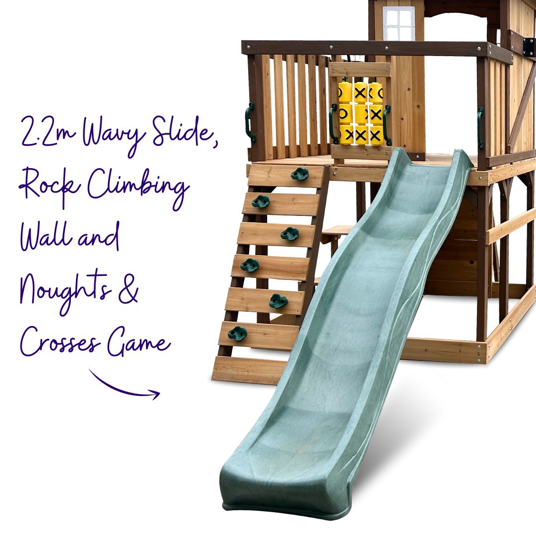 Homestead Play Centre With 2.2m Wavy Slide And Rock Climbing Wall