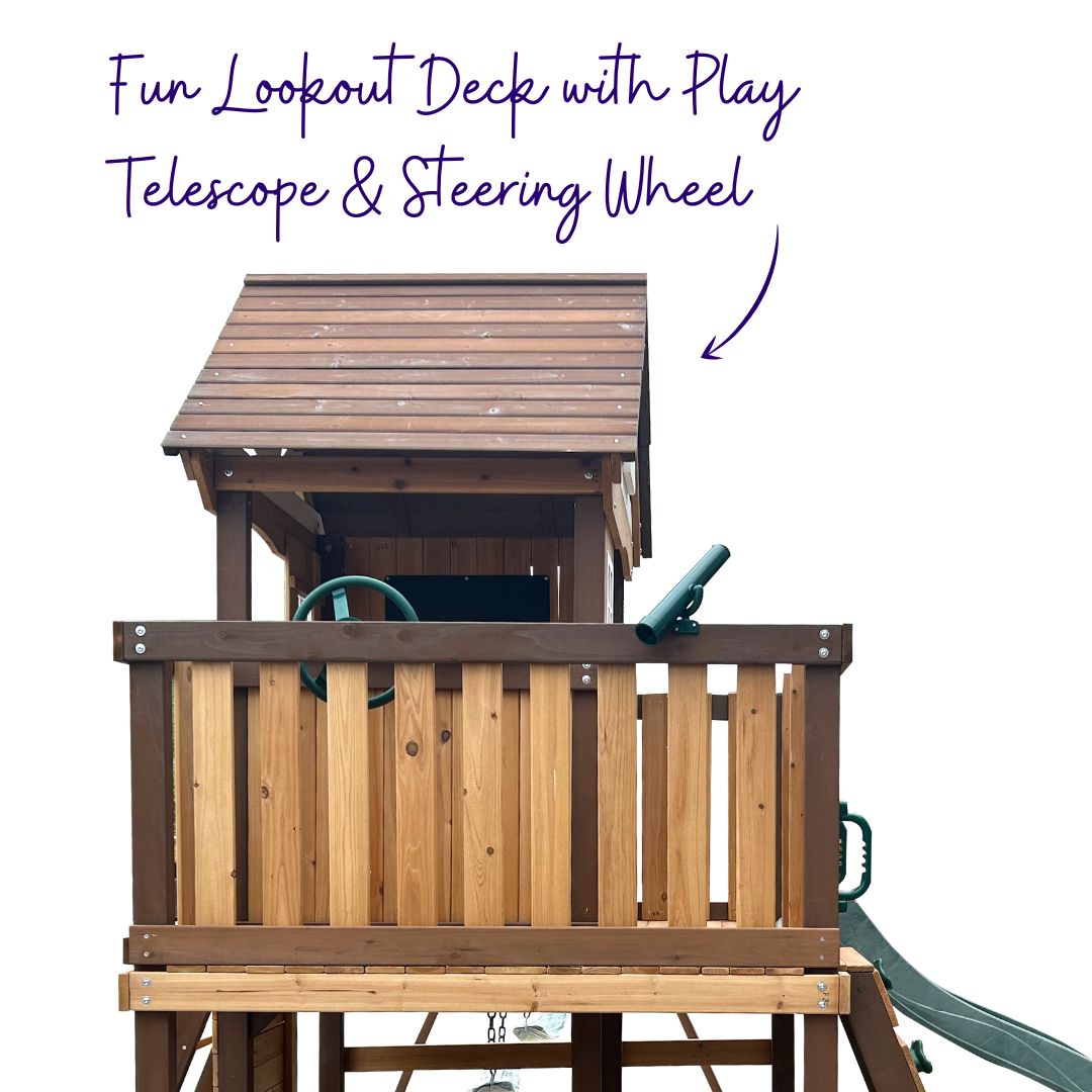 Homestead Play Centre With Fun Lookout Deck With Telescope And Steering Wheel