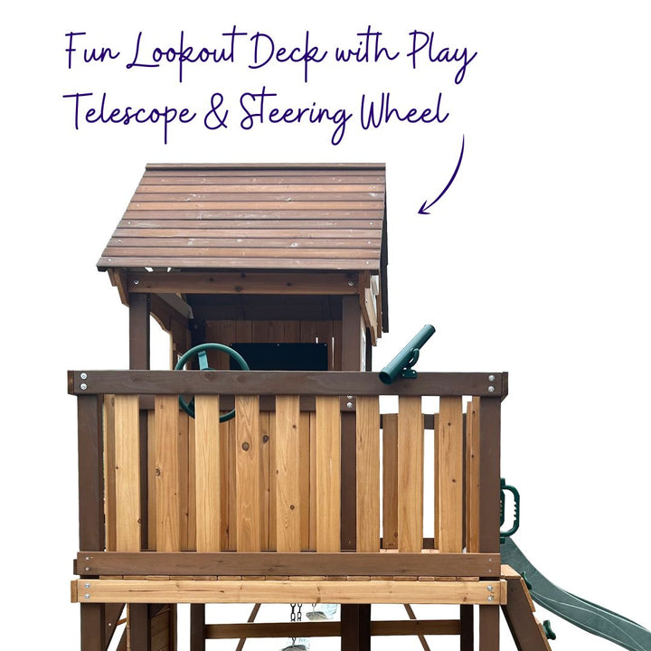 Homestead Play Centre With Fun Lookout Deck With Telescope And Steering Wheel