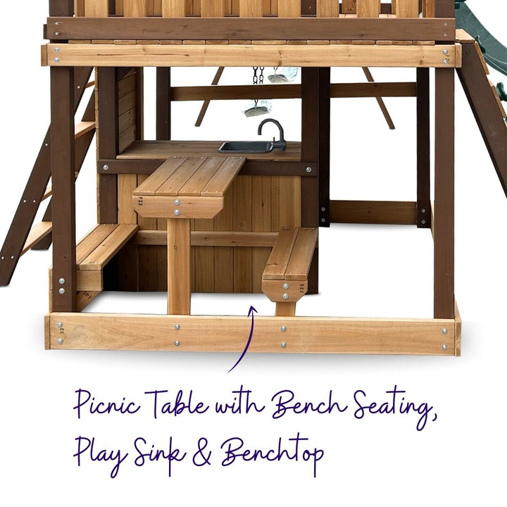 Homestead Play Centre With Picnic Table And Bench Seating And Play Sink With Benchtop