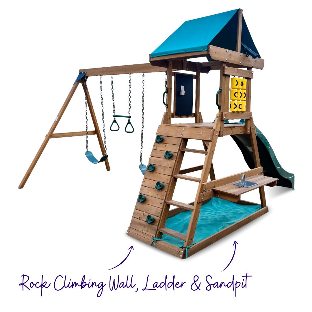 Rascal Play Centre With Rock Climbing Wall Ladder And Sandpit