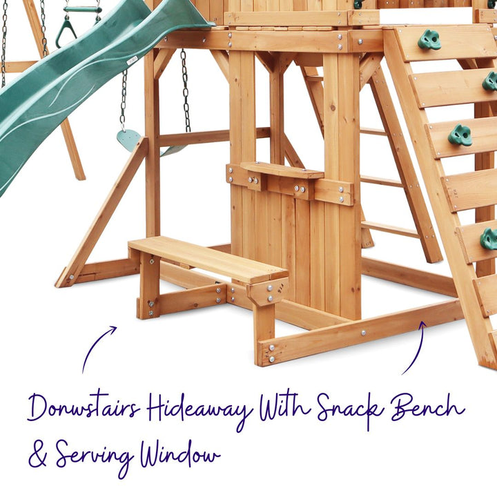 Sparrow's Nest Play Centre With Downstairs Hideaway And Snack Bench