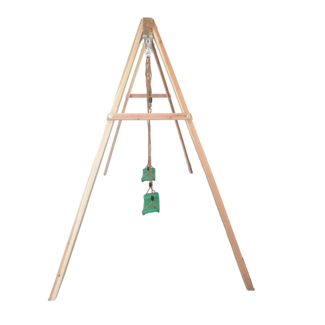 Cloud Catcher 2 Station Timber Swing Set Side