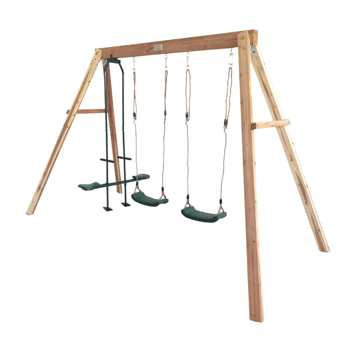 Scout 3-Station Timber Swing Set Diagonal
