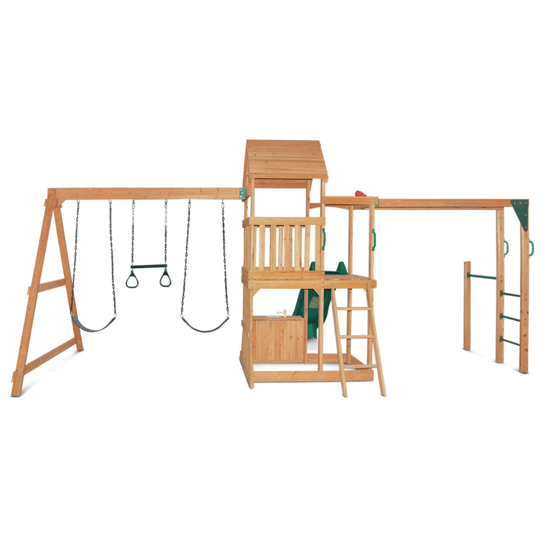 Woodland Play Centre With 2.2m Slide And Monkey Bars Rear