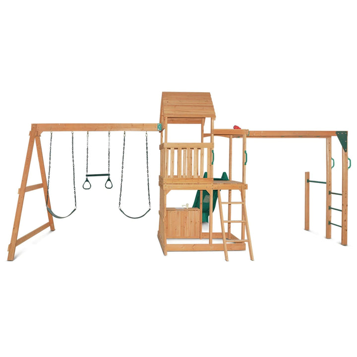 Woodland Play Centre With 2.2m Slide And Monkey Bars Rear