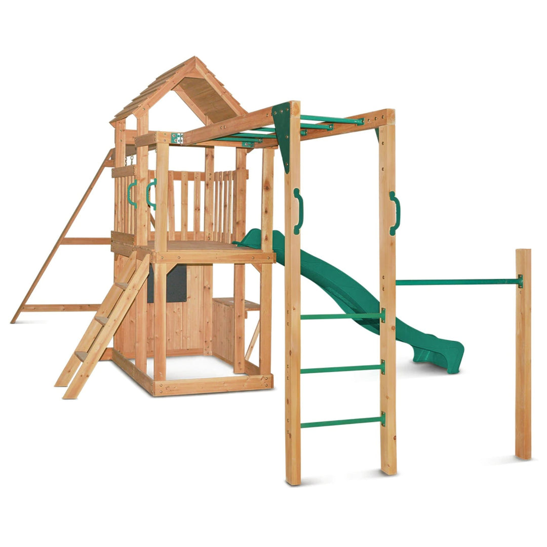 Woodland Play Centre With 2.2m Slide And Monkey Bars Side