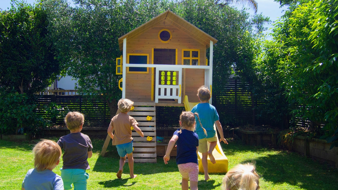 Kids Running To Outdoor Playhouse