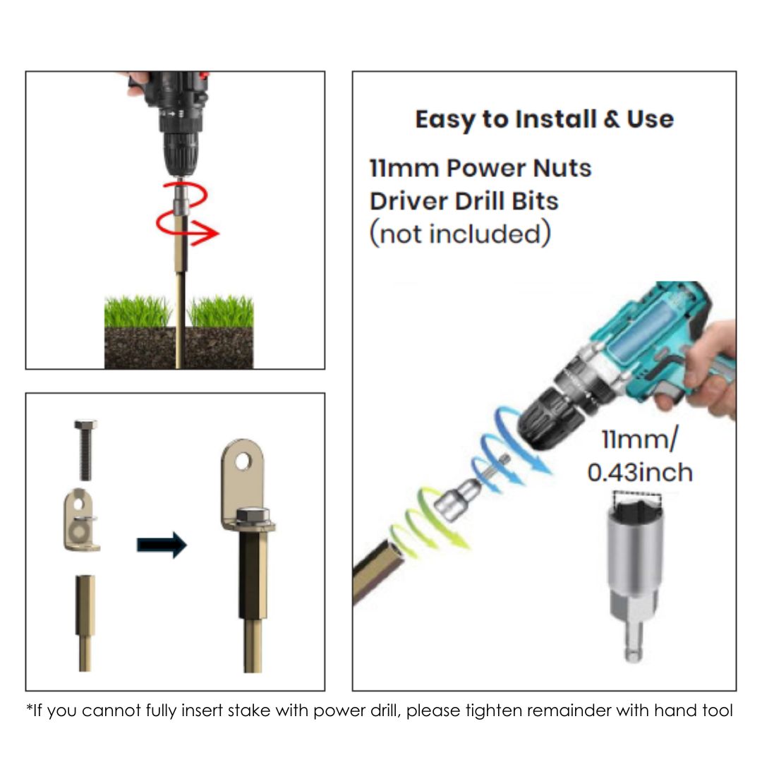 Auger Ground Anchor Kit 4-Piece Set Insertion Instructions