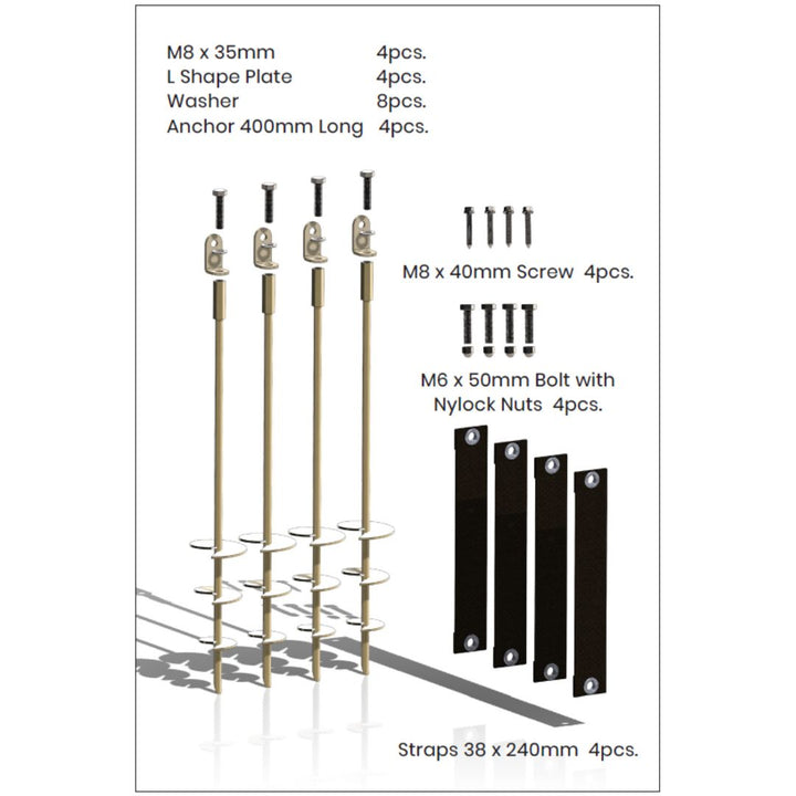Auger Ground Anchor Kit (4-Piece Set)