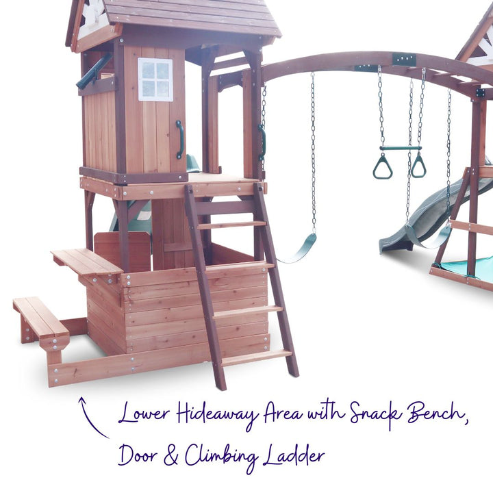Best Buds Play Centre With Lower Hideaway Snack Bench Door And Ladder