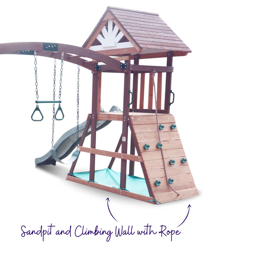 Best Buds Play Centre With Sandpit And Climbing Wall With Rope