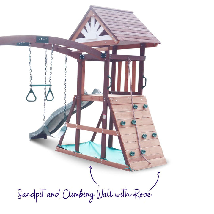 Best Buds Play Centre With Sandpit And Climbing Wall With Rope