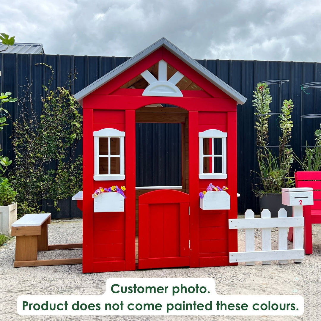 Clare's Cubby Playhouse White Customer Photo With Custom Coloured Paint