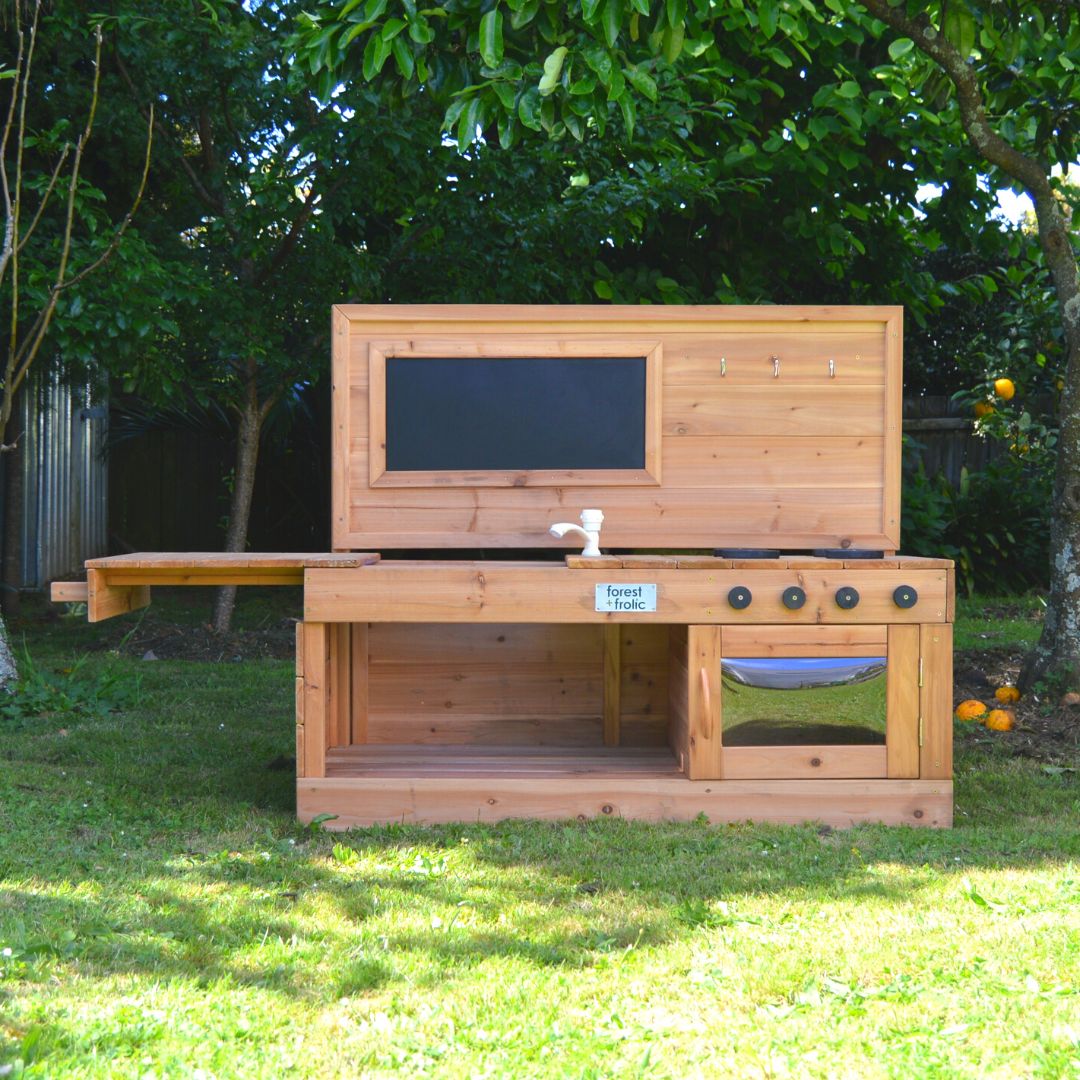 Forage And Find Mud Kitchen Front With Bench Top Opened