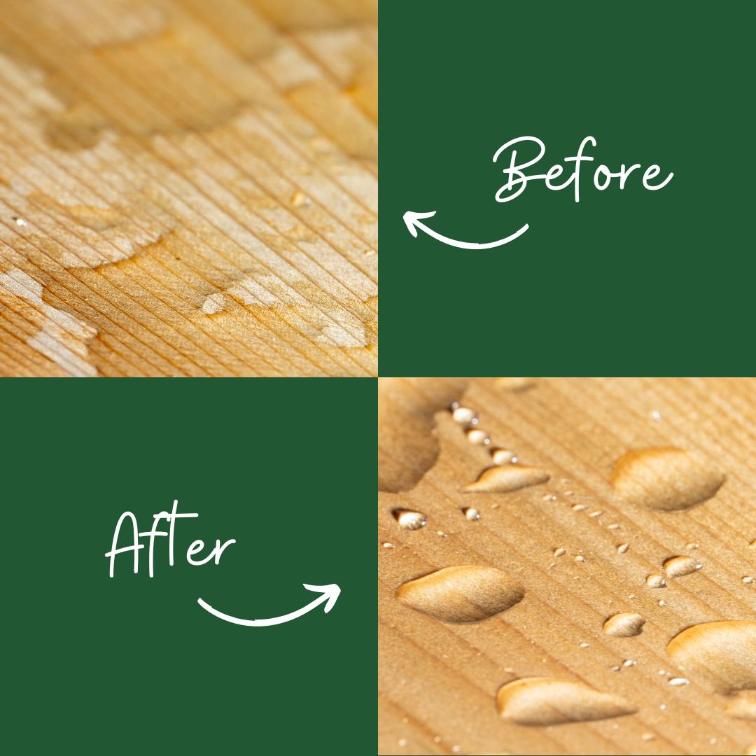 Forest And Frolic Waterproofing Wood Stain And Sealer Clear Gloss Before And After