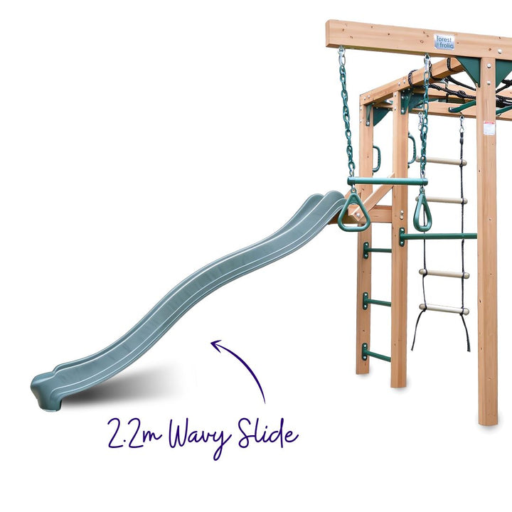 Free-Climber Jungle Gym And Play Centre With 2.2m Wavy Slide