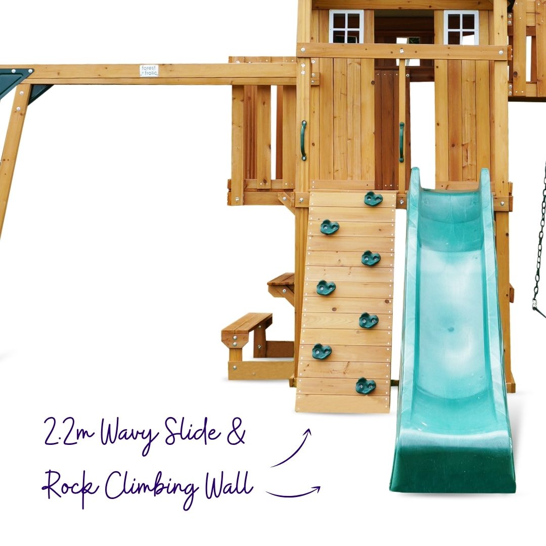 Grand Heights Play Centre With 2.2m Wavy Slide And Rock Climbing Wall