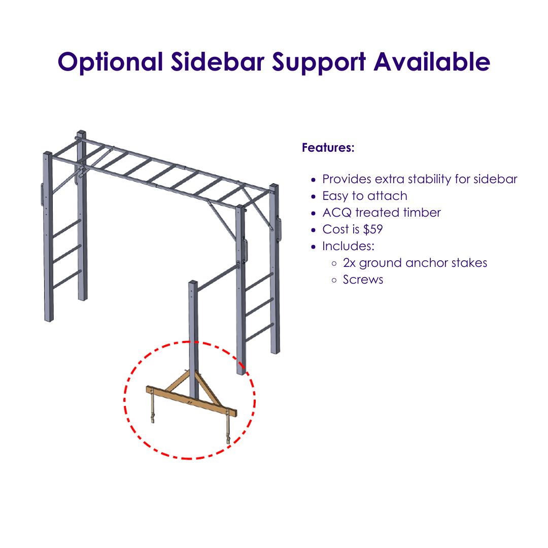 Optional Sidebar Support For Swinging 2.5m Monkey Bar Set