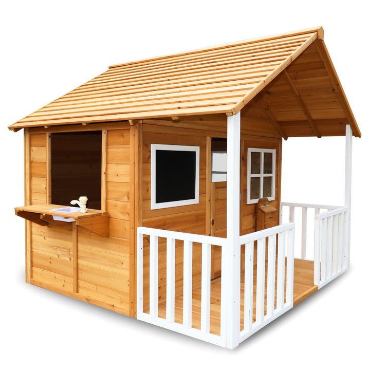 Wendy's Wonderful Playhouse Front And Left Side With Kitchenette Window And Chalkboard