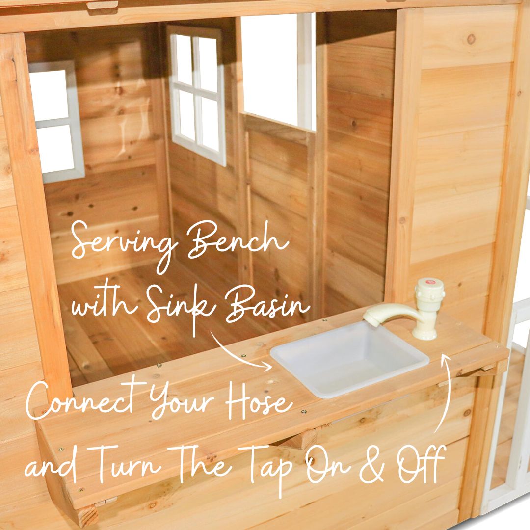 Wendy's Wonderful Playhouse Serving Bench With Water Tap And Sink Basin