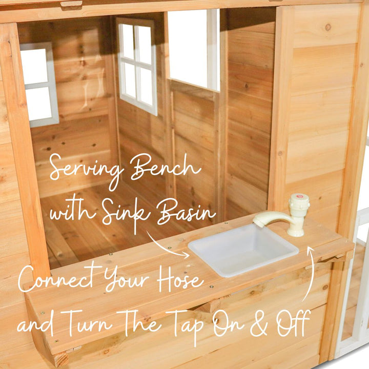Wendy's Wonderful Playhouse Serving Bench With Water Tap And Sink Basin